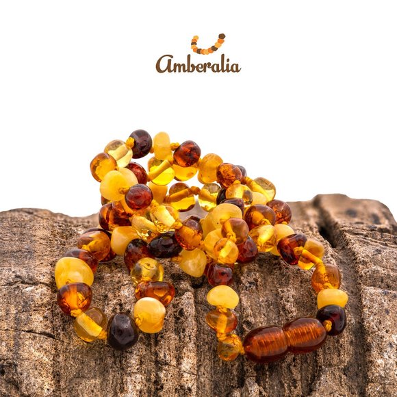 - Amberalia ADULT Baltic Amber Necklace - Polish Multicolor -17.7" (45cm) - Picture 1 of 12